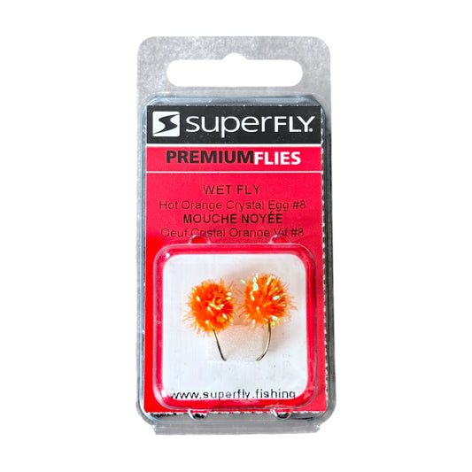 Superfly Wet Fly Hot Orange Crystal Egg #8 2-Pack