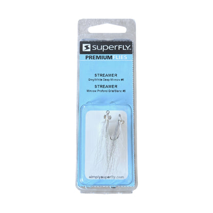 Superfly Streamer Grey/White Deep Minnow #6 2-Pack