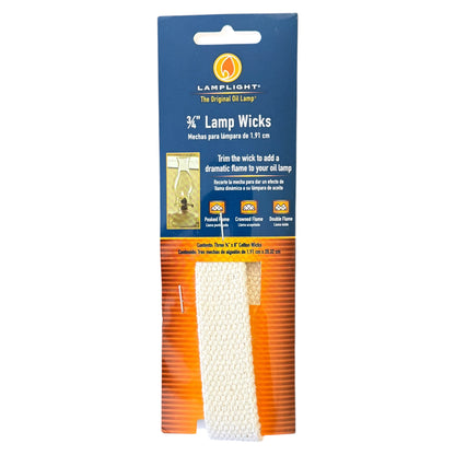 Lamplight 3/4" x 8" Lamp Wicks 3-Pack
