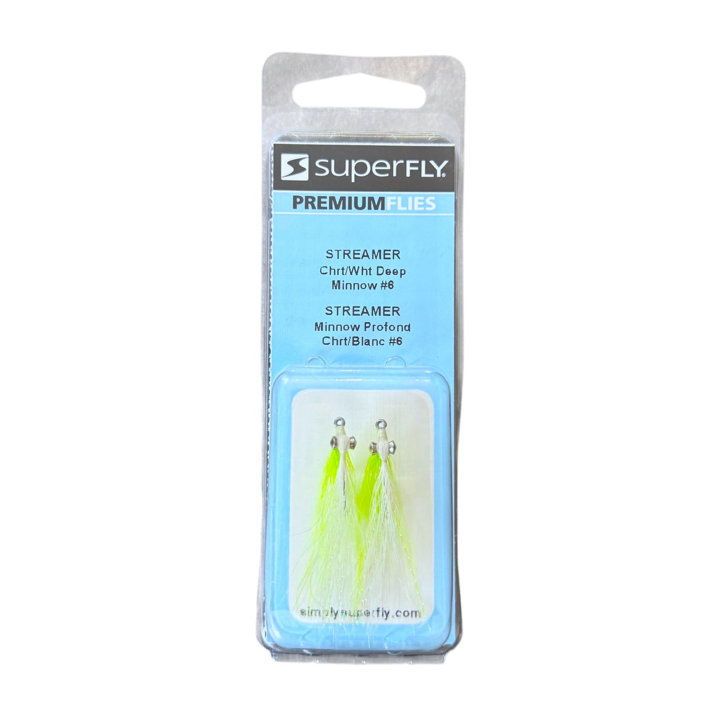Superfly Streamer Chartreuse/White Deep Minnow #6 2-Pack