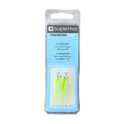 Superfly Streamer Chartreuse/White Deep Minnow #6 2-Pack