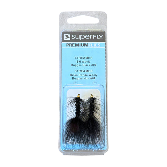 Superfly Streamer BH Wooly Bugger Black #8 2-Pack