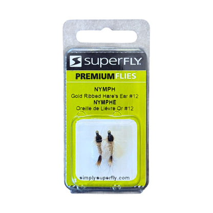 Superfly Nymph Gold Ribbed Hare's Ear #12 2-Pack
