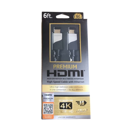 GE 6ft Premium 4K HDMI Cable