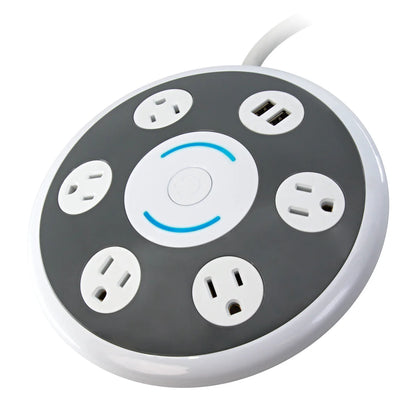 iQ Pro 5-Outlet Round Surge Protector with USB Chargers