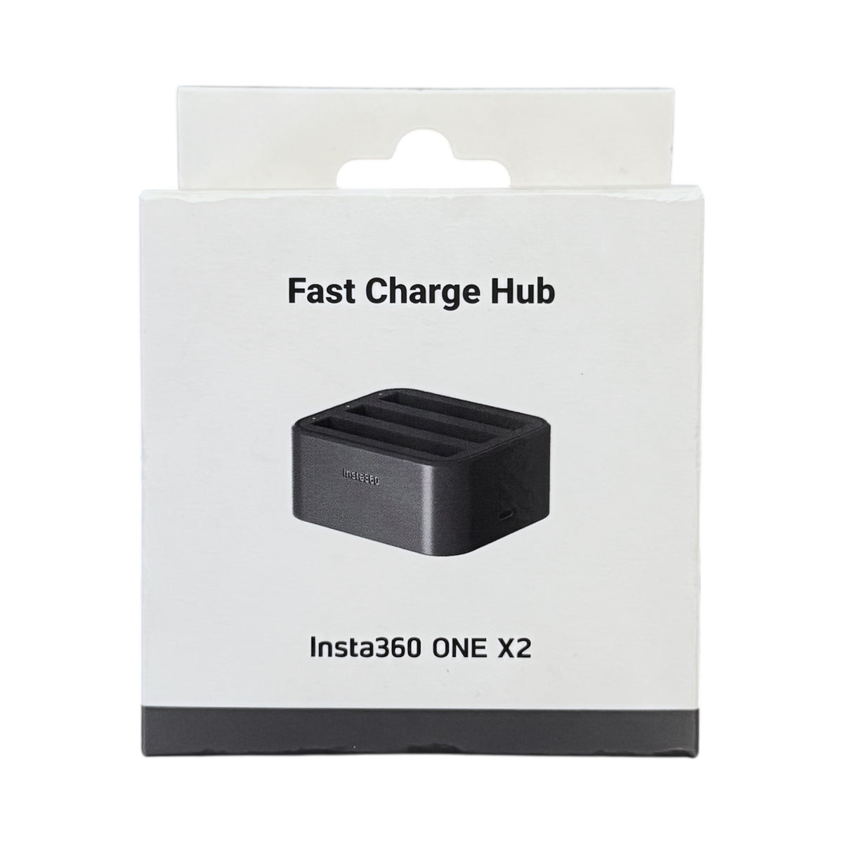 Packaging of a fast charge hub for Insta360 ONE X2 on a white background