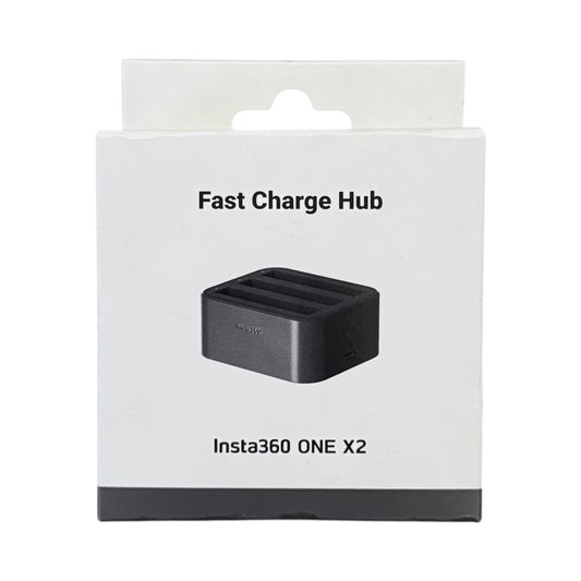 Packaging of a fast charge hub for Insta360 ONE X2 on a white background