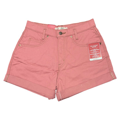Photo shows a pair of pink Levi Strauss Signature Women's Vintage A-Line Western Shorts with retail tags attached. Shown on a white background.