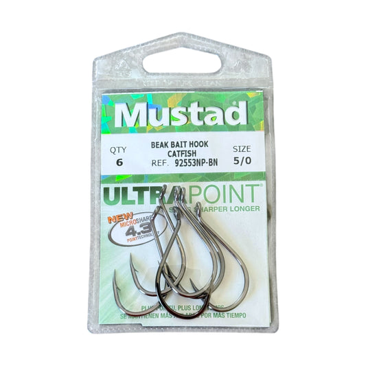 Mustad Ultra Point fishing hooks in packaging on a white background