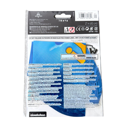 Foil balloon its original retail packaging, showing the back of the clear plastic bag with printed instructions and product details.