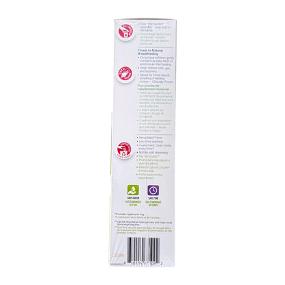 The side of a white cardboard box for a pack of Playtex Baby Nurser Drop-Ins featuring product details in English and French.