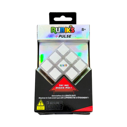 Photo shows a Rubik's Cube Pulse puzzle cube in retail packaging. Shown on a white background