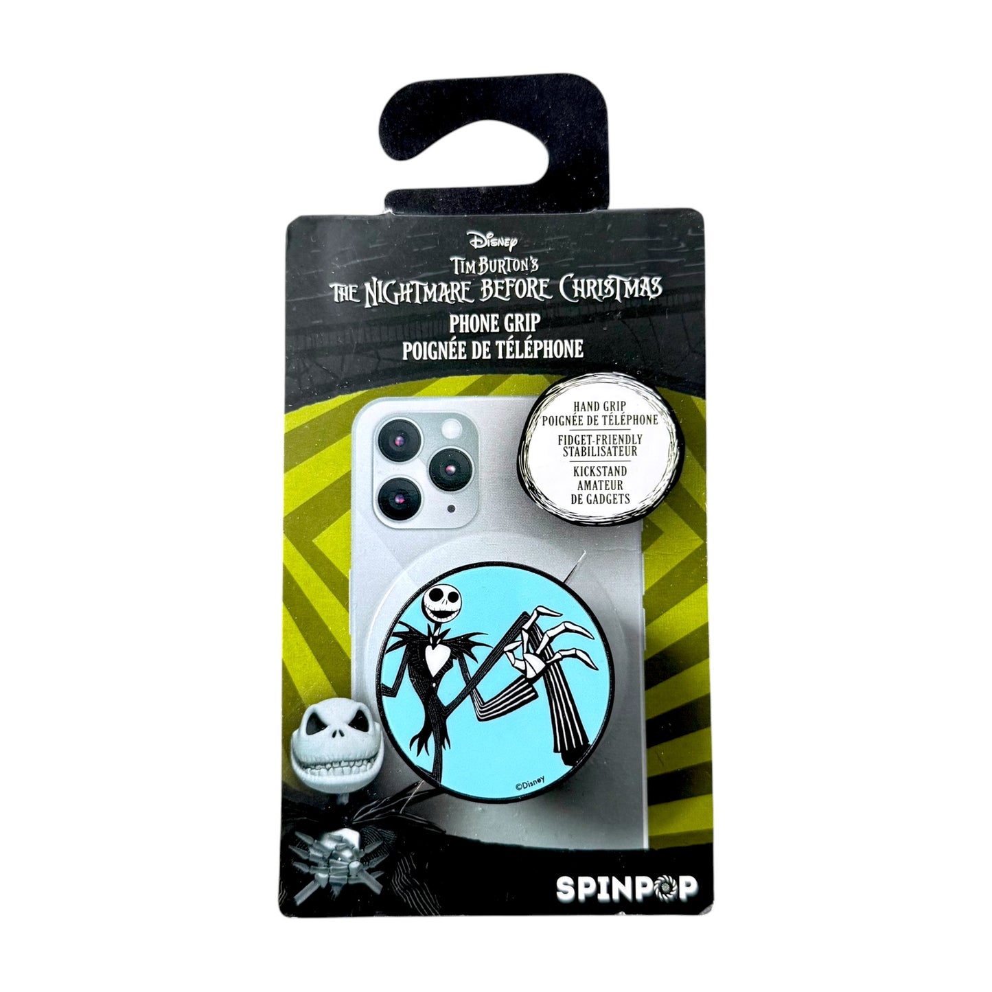 Disney's The Nightmare Before Christmas themed Spinpop phone grip and hand grip set in its original retail packaging. 