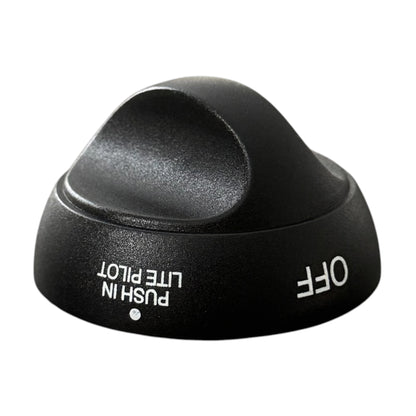 A black plastic Suburban Oven Control Knob on a white background.