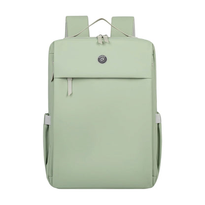 Photo shows a green Travel Laptop Backpack on a white background.