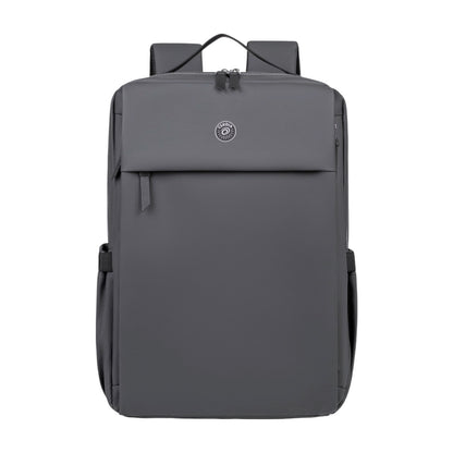 Photo shows a grey Travel Laptop Backpack on a white background.