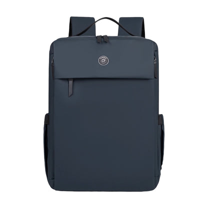 Photo of a Travel Laptop Backpack in a Navy blue colour. Shown on a white background.