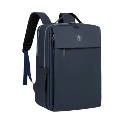 Photo of a Travel Laptop Backpack in a Navy blue colour. Shown on a white background.
