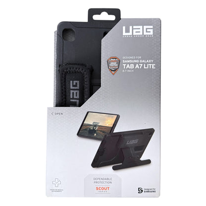 UGB Scout Series protective case for Samsung Galaxy Tab A7 Lite, shown in its retail packaging against a white background.