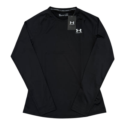 Black long-sleeve shirt with Under Armour logo on a white background