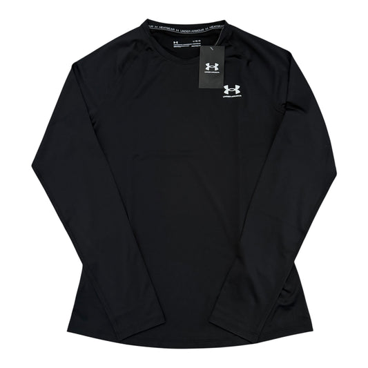 Black long-sleeve shirt with Under Armour logo on a white background