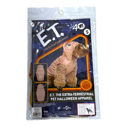 Universal Studios E.T. Pet Halloween Costume shown in retail packaging on a white background