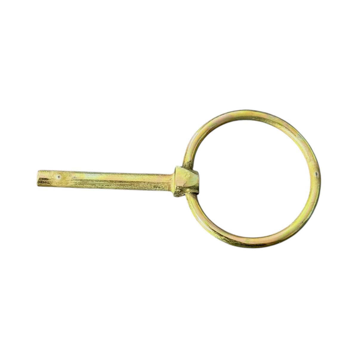 A Yellow Zinc Plated Linch Pin with circular ring, shown on a plain white background.