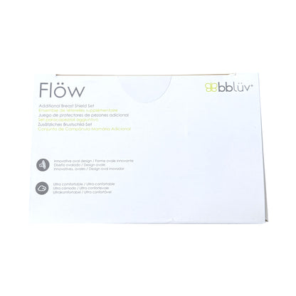 The product packaging box for the Flow Additional Breast Shield Set by bblúv, shown against a plain white background.