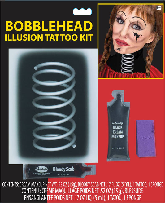 Bobblehead Illusion Temporary Tattoo Kit for Halloween