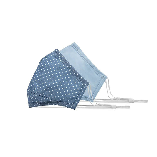 BondStreet adult reusable face masks: blue dot and solid light blue mask pair with ear loops.