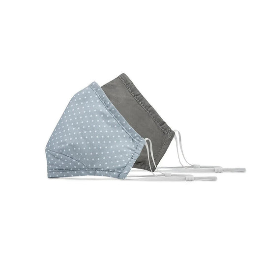 BondStreet adult reusable face masks: grey dot and solid grey mask pair with ear loops.