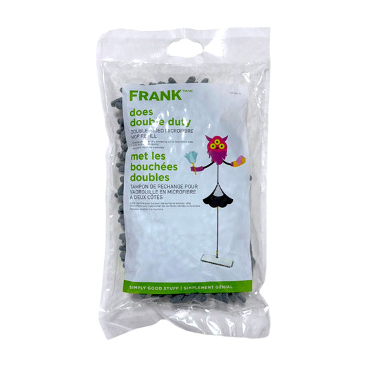 FRANK double-sided microfibre mop refill in packaging with grey chenille cleaning pad