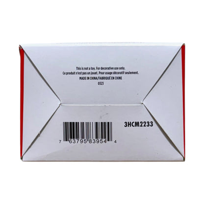 Bottom of Hallmark Pikachu ornament box showing model 3HCM2233, UPC 763795839544 and decorative-use label