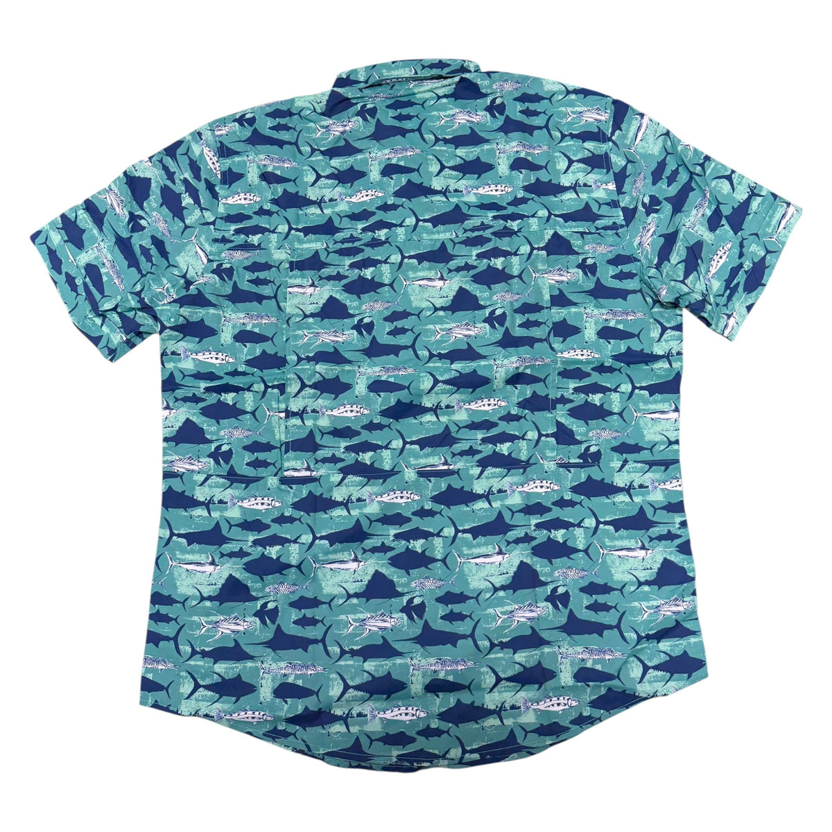 izod mens fish print short sleeve button up shirt back back view