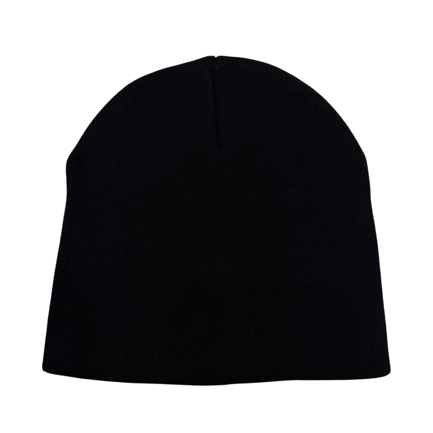 Black beanie hat on a white background