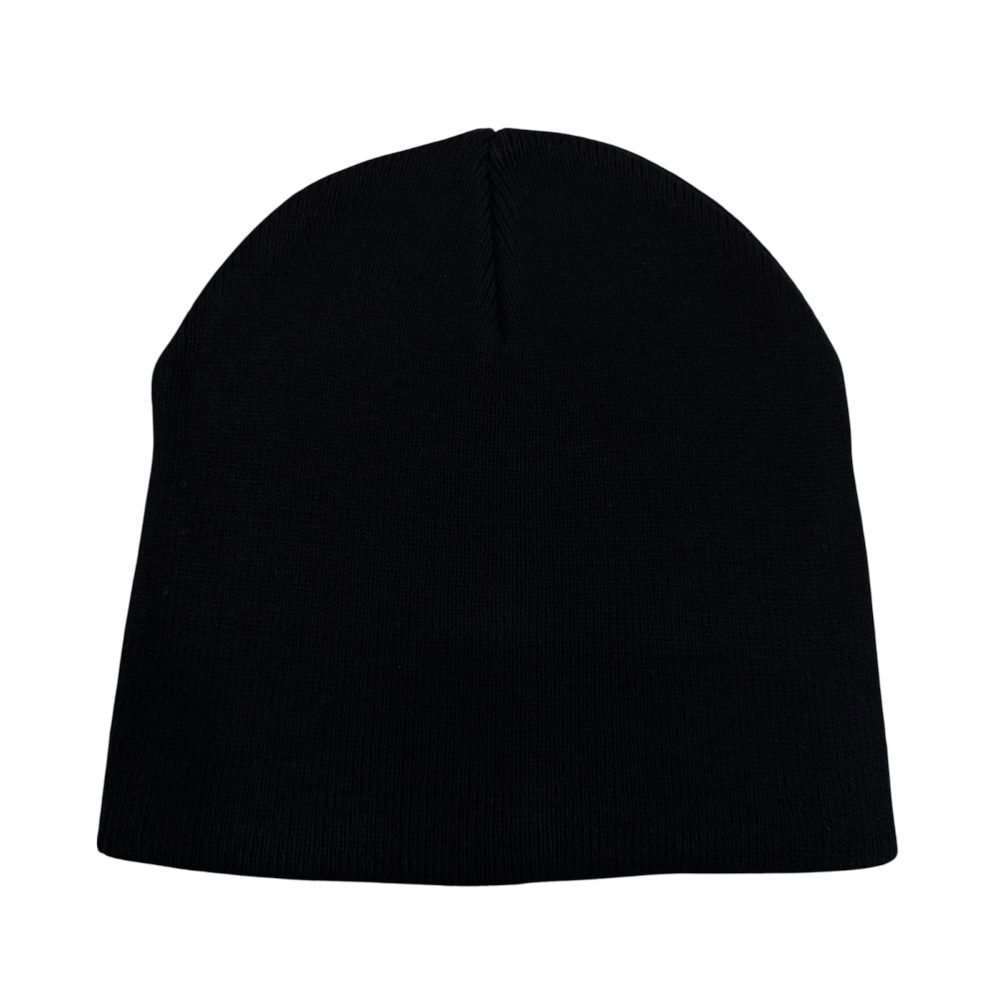 Black beanie hat on a white background