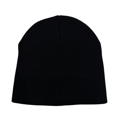 Black beanie hat on a white background
