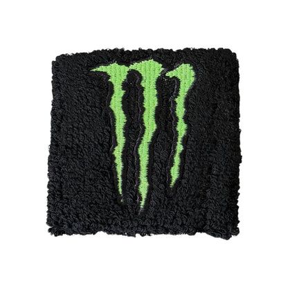 Black monster energy sweatband with green logo on a white background