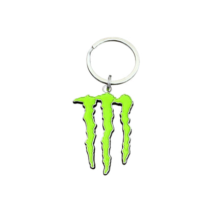 Metal Monster Energy drink keychain on a white background