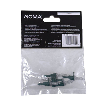 Back of NOMA mini LED replacement bulb packaging showing replacement instructions, item 151-3589-2 and UPC 029944576860.