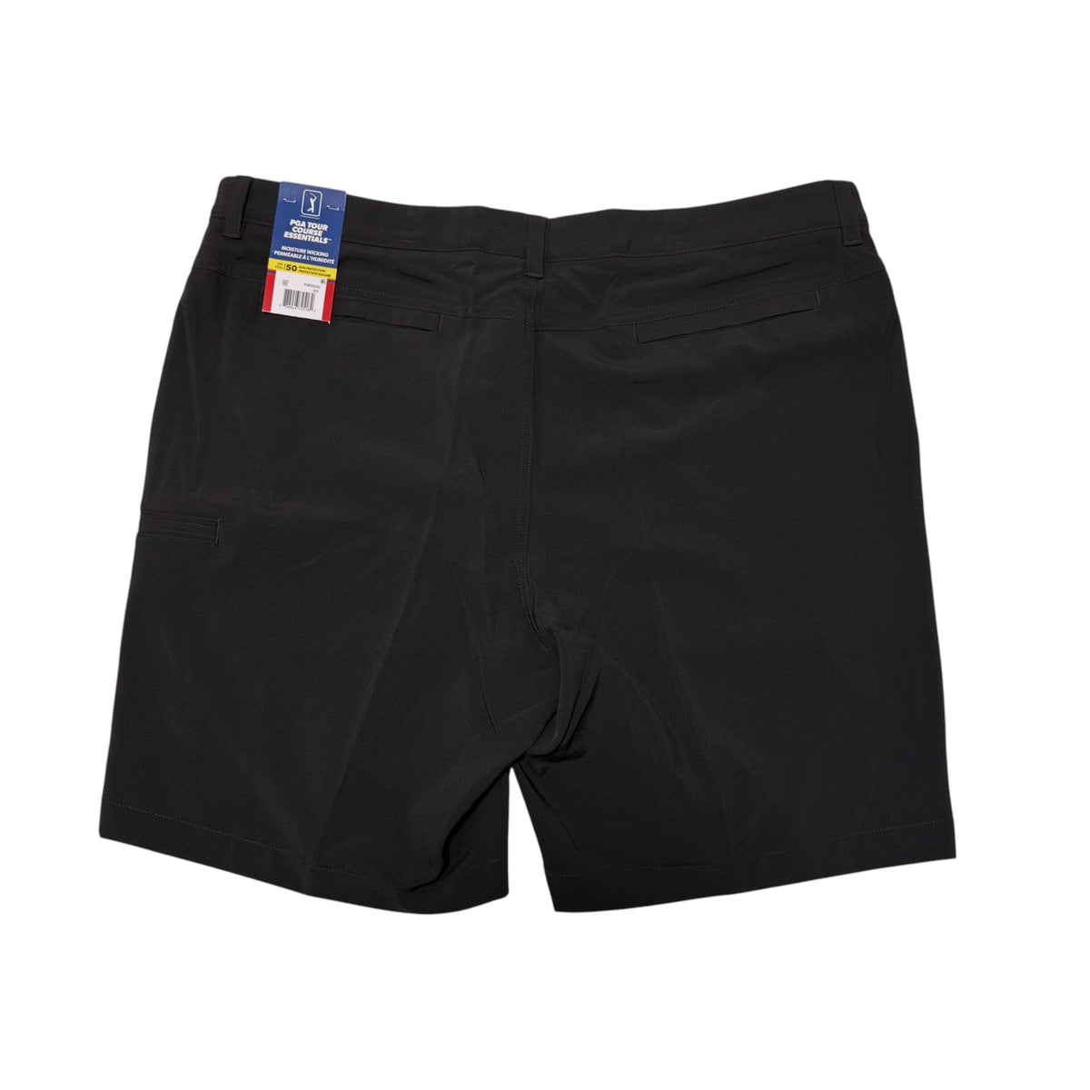 pga tour course essentials mens golf shorts black back back view