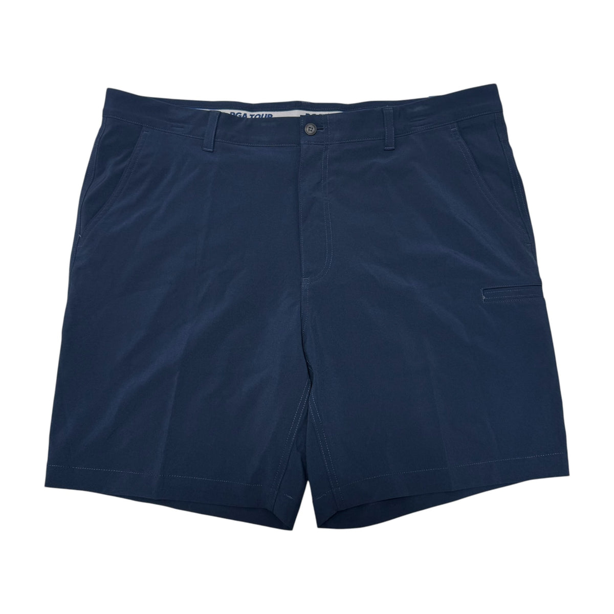 pga tour course essentials mens golf shorts navy front front view