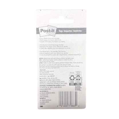 Back of Post-it 100-pack page flags packaging showing usage information and model 683-5CF
