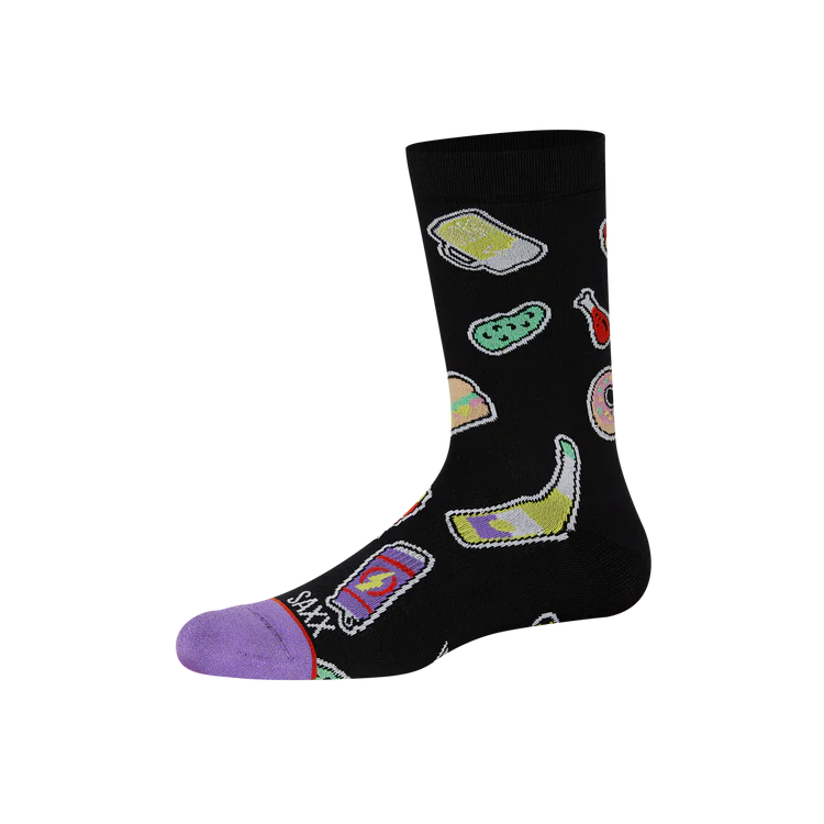 Saxx Whole Package Crew Socks - Sticker Snacks - Size Large